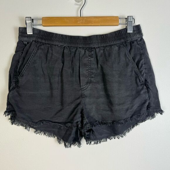 aerie Pants - Aerie AE Pull On Shorts Lyocell Raw Frayed Hem Grey Black Small Summer Casual